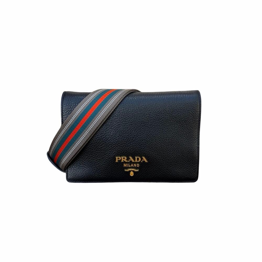 Prada Vitello Daino Double Strap Flap Crossbody Bag NEW
